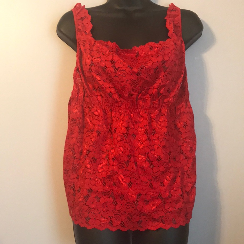 Cacique Red Lace Empire Waist Cami Tank Top 22/24